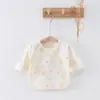 Roupa de Meio-Costas para Recém-Nascidos Quatro Estações Algodão Puro Classe A Sem Costura Roupa Mensal do Bebê Roupas Aguardando Produção Roupa Básica do Bebê