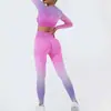 Traje Deportivo de Color Degradado Transfronterizo Nuevo Producto de Otoño para Mujer, Traje de Deporte al Aire Libre de Aspecto Elegante para Fitness y Yoga