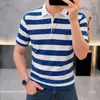 Nueva Camisa Polo de Manga Corta para Hombre Verano 2026, Moderna y Versátil, Camiseta Casual de Manga Corta con Cuello Camisero a Rayas para Venta al por Mayor