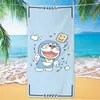 Toalha de Banho/Natação de Microfibra Doraemon Fofo de Desenho Animado para Adultos, Toalha de Praia Portátil para Viagem, Toalha Esportiva