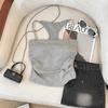 Camisola Verde Calada para Mujer, Ropa de Verano Exterior, Hermoso Espalda de Sujetador, Top Corto Delgado sin Mangas Integrado