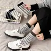 Calcetines de Punto de Media Pantorrilla con Rayas Finas, Estilo Pareja, Calcetines Calentitos Retro Holgados de Moda Ins Japoneses, Otoño e Invierno 2026
