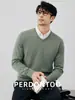 ¡Alta calidad! Suéter de Punto Suave y Liso con Cuello en V para Hombre, Sencillo y Versátil, Tejido Cálido y Antipelusas para Otoño e Invierno