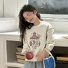 Moletom Bordado Estiloso para Meninas Primavera-Outono 2026 Novo Modelo Versátil para Crianças Maiores Estilo Coreano Camisa Base de Outono para Meninas