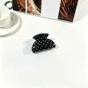 Pinza para el Cabello Brillante de Moda y Sencilla con Lunares Blancos y Negros, Elegante Pinza de Tiburón Semi-Circular para Recogidos en la Parte Posterior de la Cabeza