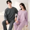 Pijama de algodón con tejido gofrado para mujer, de manga larga y pantalón largo, disponible en stock, nuevo estilo de otoño, también lo pueden usar los hombres como ropa de exterior, conjunto de ropa de estar para parejas