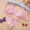 Venta al por mayor Yetingshang Lencería Sexy de Encaje Transparente de Tres Piezas con Abertura en la Entrepierna Conjunto de Dos Piezas Tentación
