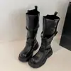 Botas de plataforma estilo británico, botas altas para mujer, nueva colección de otoño 2026, diseñadas para mujeres petite para parecer más altas y delgadas, botas altas estilo caballero retro