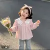 Nuevo Top Versátil Dulce y de Moda Estilo Coreano para Niñas con Cuello de Muñeca Bordado para Primavera y Otoño