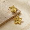 Pendientes de estrella de acero inoxidable que conservan el color, de gran venta en Europa y Estados Unidos, de moda transfronteriza, de acero de titanio que no se decolora, pendientes de estrella chapados en oro de 18 quilates.