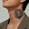 Adesivos de Tatuagem Temporária Cruzados com Cabeça de Leão Herbal para Homens, À Prova d'Água, Duradouros, Tipo Suco, Design de Alto Padrão Rei Leão para Braço, Dorso da Mão, Pescoço, Realista