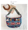 Bolso Bandolera con Borlas Estilo Étnico Retro para Mujer Bolso de Lona Bordado Bohemio Bolso de Hombro Único Bolso de Media Luna Casual de Nicho