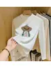 Diseño de espina de pez, camiseta de manga larga con cuello alto a medio y terciopelo alemán, moda para mujer, capa interior versátil, top de otoño