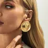 Pendientes de Metal Geométricos Exagerados para Mujer, Estilo Europeo y Americano, Diseño de Línea de Nicho Ins de Fiesta, Pendientes Huecos Brillantes
