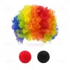 Peluca Afro Arcoíris de Payaso Cabello Rizado de Colores Día de Halloween Divertido Set de Disfraz [Personalizado]