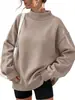 2026 Comércio Exterior Europeu Roupas Femininas Amazon Mais Vendido Gola Alta Manga Longa Casual Solto Plus Veludo Cor Sólida Confortável Moletom