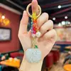 Llavero Creativo y de Moda con Bloques de Color y Cuentas, Totalmente Cubierto de Pedrería, Diseño de Fresa 3D, Lindo y Dulce, Accesorio de Alto Valor para Bolsos de Niñas