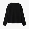 Camiseta Casual de Color Sólido Lisa Estilo Coreano Y2K, Diaria, para Exteriores, Estilo Hábil, Simple para el Trabajo, Holgada, con Caída, Manga Larga, Cuello Redondo