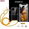 Nuevo iPhone 16 Cordón Ajustable Anti-Pérdida Funda para Teléfono Ip16Pro Esquinas Cuádruples Anti-Caída Tpu Cáscara Suave Cubierta Protectora