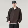 Moletom tipo polo de duas peças falsas da moda estilo americano para homens, novo top camiseta de manga longa resistente para primavera e outono de 2026