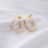 Pendientes tipo C elegantes de estilo nicho europeo y americano, de plata 925, con pasador, combinables, de alta calidad y con perlas de moda.