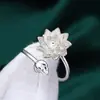 Anillo de Dedo Índice de Flor de Loto de Plata Pura 99, Anillo Giratorio, Anillo de Loto, Venta Directa de Fábrica, Dropshipping de Una Pieza, Transmisión en Vivo