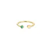 Anillo de Cola de Cumpleaños Abierto de Acero Inoxidable Chapado en Oro de 18K con Piedra de Nacimiento, Anillo Fino de Moda Ins Europeo y Americano, Simple, Lujo Ligero