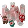 Calcetines de Terciopelo de Coral Pequeño Castor para Mujer, Calcetines Gruesos de Invierno Cálidos de Tubo Medio, Rosados, Dibujos Animados, Bolita de Pelo Linda, Calcetines para el Suelo