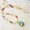 Pingente Original Novo Estilo Chinês Pintura a Óleo Cristal Pérola de Água Doce Colar Pulseira Versátil Alto Padrão Requintado Retrô Luxo Acessível