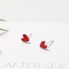 Literatura y Arte Corazón de Chica Fresh Mori Pendientes de Amor con Esmalte Rojo Plateado Japonés-Coreano Versátiles Elegantes Pendientes para Mujer
