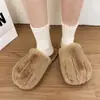 Pantuflas de algodón cálidas y suaves para el hogar, de moda, punta cerrada, forradas de felpa para el hogar, cómodas pantuflas de interior para mujer, negras