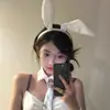 Faixa de Cabelo Branca Estilo Desejo Puro com Orelhas de Coelho para Mulheres, Faixa de Pelúcia Fofa, Adereço para Foto Cosplay de Coelho, Acessório de Cabelo para Fantasia