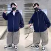 Sudadera con capucha para niño Chaqueta Primavera y Otoño Nueva Holgada Casual Tendencia Marca Niños Medianos y Grandes Cremallera Superior Ropa de Otoño Chaqueta Otoño