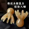 Pente de massagem em formato de polvo, feito com chifre de búfalo branco, para terapia de meridianos do couro cabeludo e cuidados com os cabelos; uma ferramenta especializada para massagem e lavagem de cabelo, adequada para uso doméstico