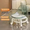 Taburete Pequeño Silencioso de Acrílico con Ruedas Universales, Taburete para Niños Pequeños, Silla Pequeña Popular con Ruedas, Taburete Bajo, Hermoso Taburete de Piso con Costura