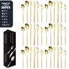 Conjunto de talheres de aço inoxidável Amazon Portugal 48 peças, estilo ocidental, cor dourada, faca, garfo, colher, faca de bife, garfo e colher de sobremesa