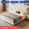 Cama estilo creme moderno simples quarto principal de casal 1,8 m líquido vermelho saco macio gato arranhão de couro 1,5 leve luxo borda cama de couro