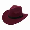 Sombrero de copa de fieltro europeo y americano borde curvo hebilla de cinturón clásica Sombrero Panama Sombrero de caballero protección solar sombrero para el sol entrega de una sola pieza