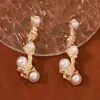 Pendientes ear studs aretes de moda europea y americana transfronterizos línea geométrica de perlas elegantes de lujo ligero combinan con todo personalizados