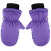 Nuevos guantes de esquí de invierno para niños, color liso, cálidos, engrosados, a prueba de viento, impermeables, antideslizantes, puño corto, guantes acanalados