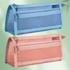 Estuche de malla con alto valor estético, diseño transparente y simple, gran capacidad, sin logo, linda bolsa de papelería para exámenes de estudiante