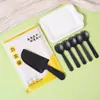 Plato para pastel de cumpleaños, juego de cuchillo y tenedor desechables de pulpa, plato de alta gama con forma de gota, plato nube, vajilla en caja.
