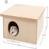 Jaula de hámster de madera de 2 compartimentos, casa para mascotas de madera contrachapada para hámster y jerbo con separador