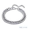 Pulseira Cubana de Aço Titânio Inoxidável, Moda Ins Europeia e Americana, Hip Hop Tendência, Versátil para Casais, Simples, para Homens e Mulheres