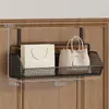 Prateleira de ganchos para porta, não requer furadeira, prateleira de armazenamento montada na parede para uso doméstico, para pendurar roupas, chapéus, bolsas e itens diversos