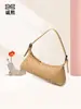 Bolsa de Tecido Artesanal Simples Versátil Cor Sólida Bolsa de Ombro Único para Axila Bolsa Baguete Fashion Tendência Bolsa Transversal Feminina Bolsa Dumpling