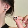 Pinzas para Orejas de Espiral Antimosquitos Dolorless con Lazo Dulce Oscuro, Pendientes de Personalidad Versátil de Moda Simples de Alto Grado con Temperamento
