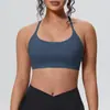 Nuevo Estilo Camiseta de Yoga de Sensación Desnuda con Tirantes Finos, Almohadillas de Pecho Extraíbles, Sujetador Deportivo con Hermoso Diseño de Espalda, Sujetador de Fitness Push-Up