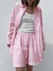 Conjunto de Camisa de Algodón Puro Transfronterizo Moda Casual Europea y Americana Nuevo Primavera/Verano Conjunto de Camisa y Shorts con Adorno de Encaje