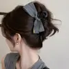 Grampo de Cabelo Fashion Estilo Coreano com Laço de Jeans 2025 Novo Grampo de Cabelo de Alto Padrão Clipe Grande de Tubarão para Parte de Trás da Cabeça